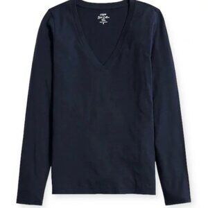 J. Crew Navy Long Sleeve V-Neck Tee